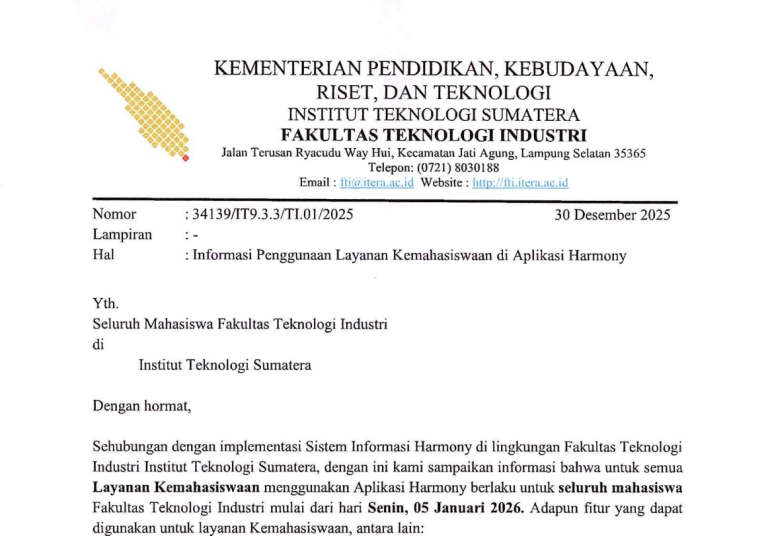 Informasi Penggunaan Layanan Kemahasiswaan di Aplikasi Harmony