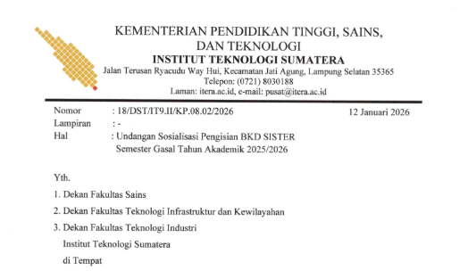 Undangan Sosialisasi Pengisian BKD SISTER Semester Gasal Tahun Akademik 2025/2026
