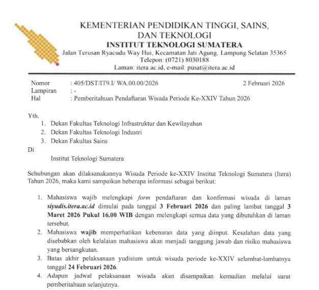 Pemberitahuan Pendaftaran Wisuda Periode Ke-XXIV Tahun 2026